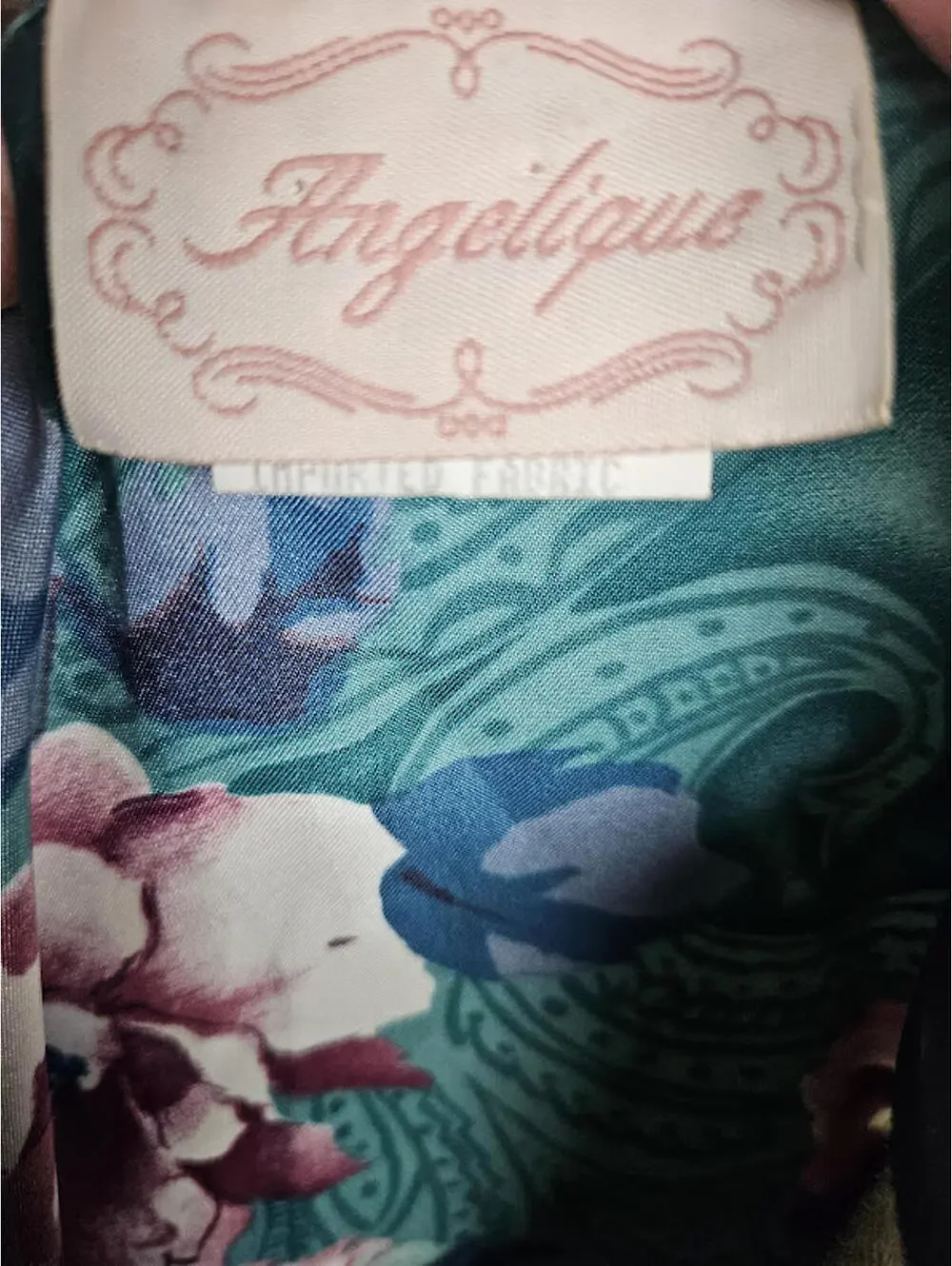 Vintage Satin Slip and Robe Set Teal Floral Lingerie Set - Picture 3 of 7